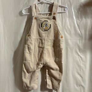 Vintage Inspired Winnie The Pooh Cream Colored Overalls Baby Unisex Sz 12 Months